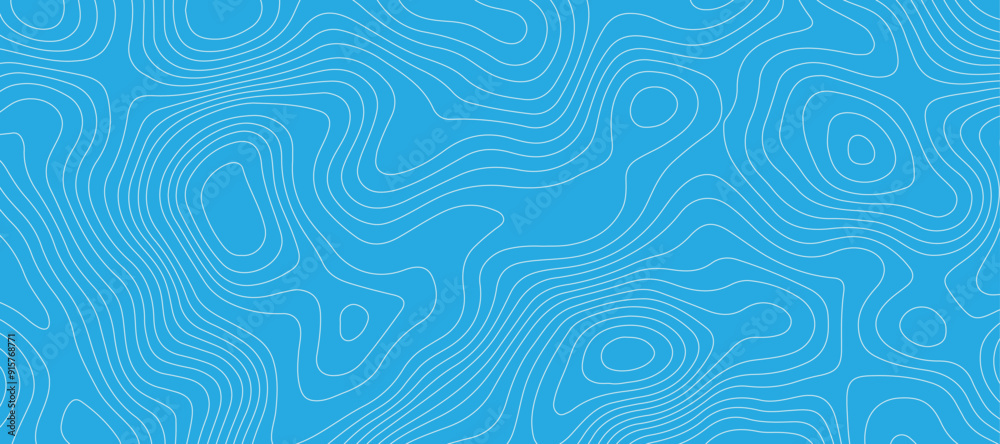 Light blue luxury topographic lines map background .modern technology wave curve line contour map design .seamless geography grid vector illustration .