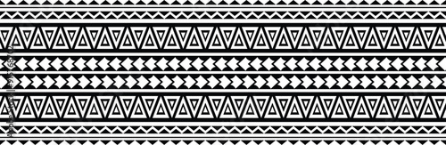 Polynesian tattoo design tribal border. Tribal design ethnic ornament maori band. Samoan Tattoo ribbon sleeve bracelet. Fabric seamless isolated hawaiian armband pattern on white background.