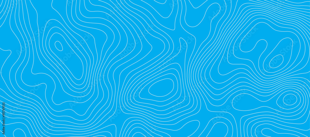 Light blue luxury topographic lines map background .modern technology wave curve line contour map design .seamless geography grid vector illustration .