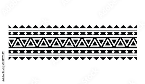 Polynesian hawaiian ethnic pattern decoration. Polynesian tattoo band tribal design.