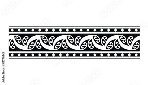 Polynesian hawaiian ethic pattern deoration.Polynesian tattoo band tribal design.