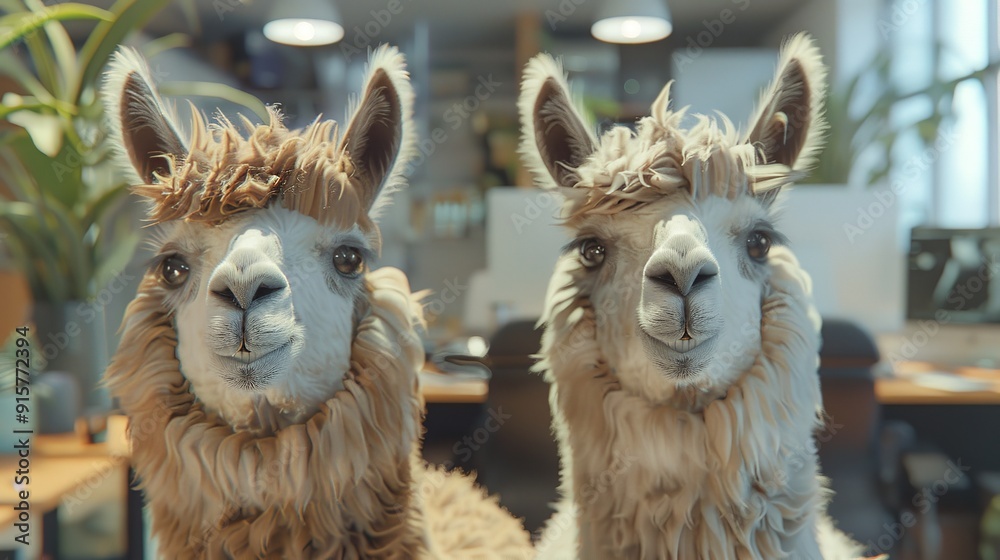 Obraz premium Two lovely and cute Llamas.