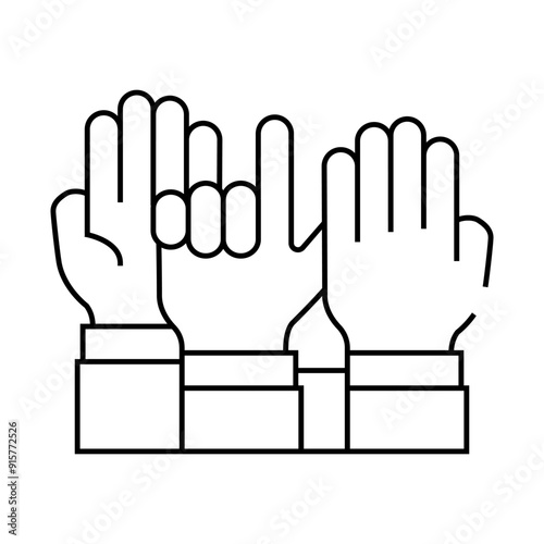 hand voting line icon vector. hand voting sign. isolated contour symbol black illustration