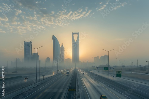 The Riyadh Tower and the Riyadh skyline during the day