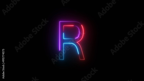 Free Download Abstract Bright Neon Letter Illustration on Black Background. - GFXLoad