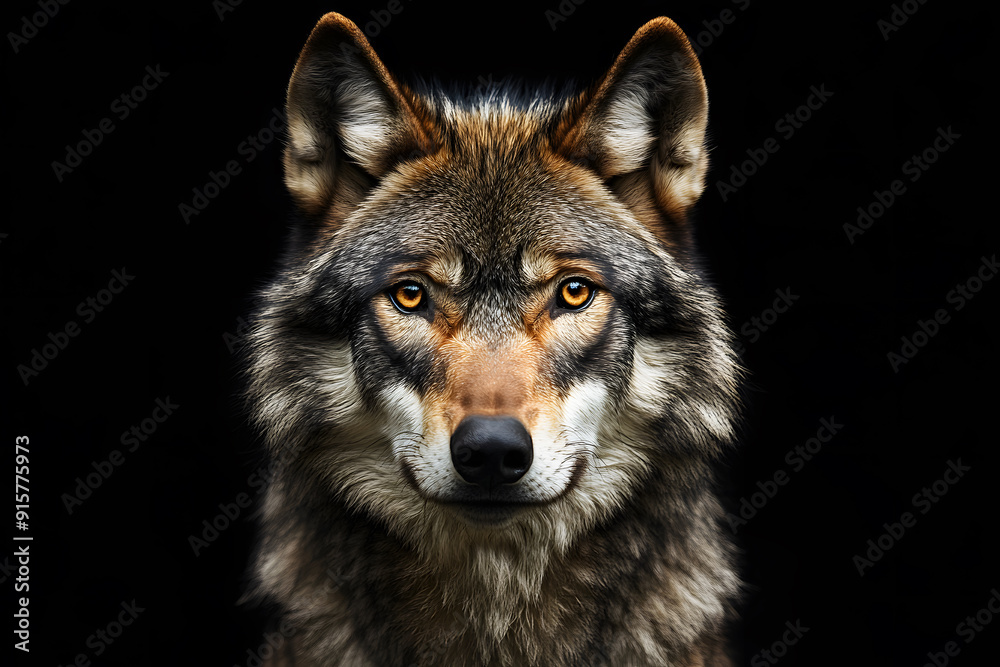 Portrait of adult wolf on black background Portrait of adult wolf on black background