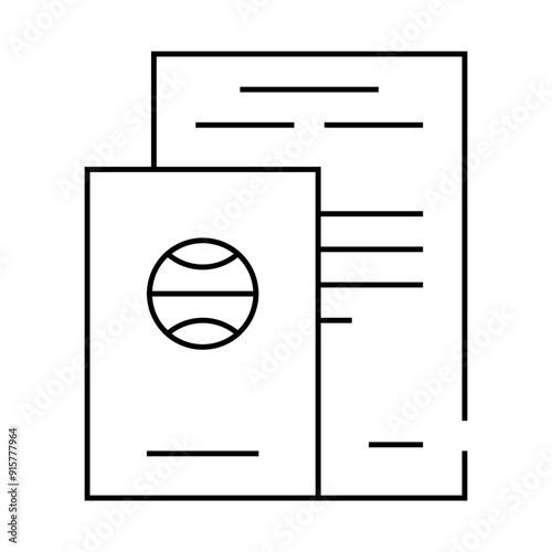 passport and ballot line icon vector. passport and ballot sign. isolated contour symbol black illustration