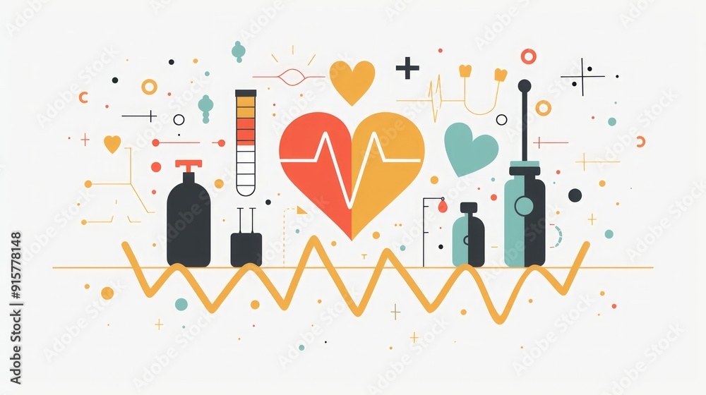 Heart Health: Medical Illustration with Abstract Design Heart Health: Medical Illustration with Abstract Design