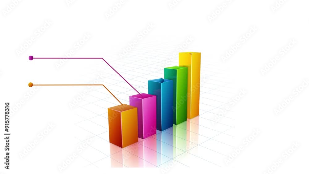 Business 3d bar graph with data info animation Business 3d bar graph with data info animation