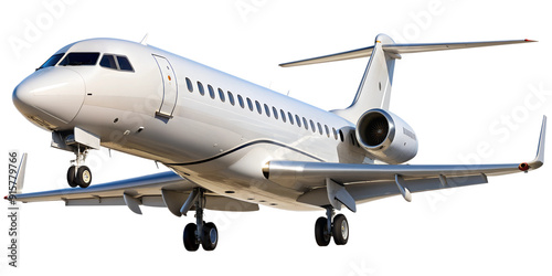 Luxury private jet in flight, isolated against transparent background photo