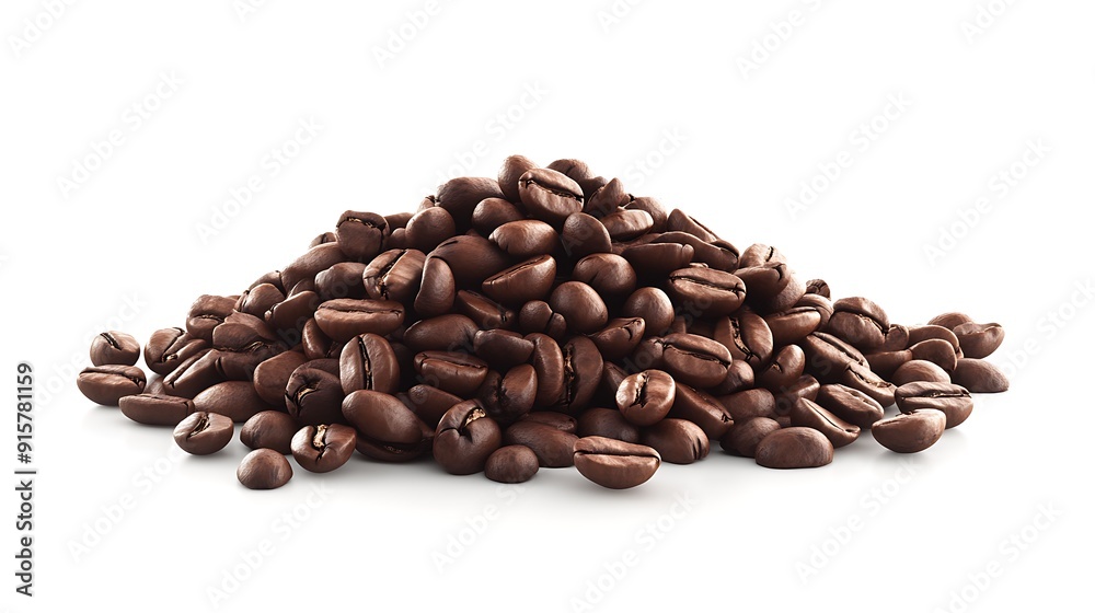A Heap of Roasted Coffee Beans on a White Background A Heap of Roasted Coffee Beans on a White Background