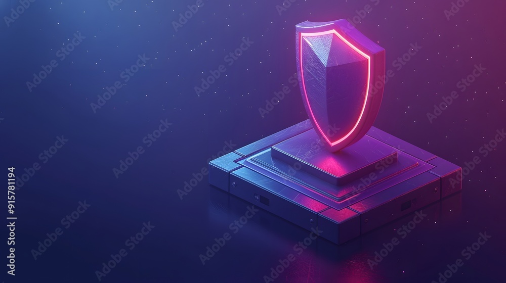 Futuristic shield symbol glowing on a dark digital background, representing cybersecurity, protection, and technology. Futuristic shield symbol glowing on a dark digital background, representing cybersecurity, protection, and technology.