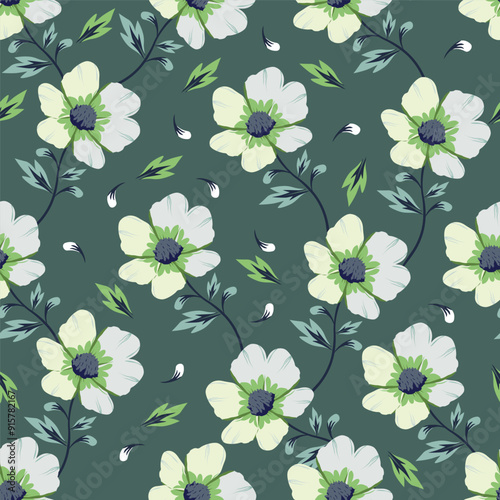 Elegance pink floral stems seamless pattern on a grey background. Vector hand drawn. Artistic, abstract flowers and tiny leaves, buds bells printing. Template for designs, fabric, fashion, textile
