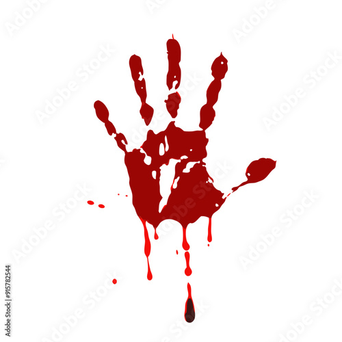 Scary blood human hand blot on white background realistic vector illustration (6)