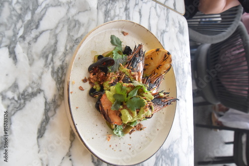 Photography Nicely plated gourmet food in a fancy restaurant in australia