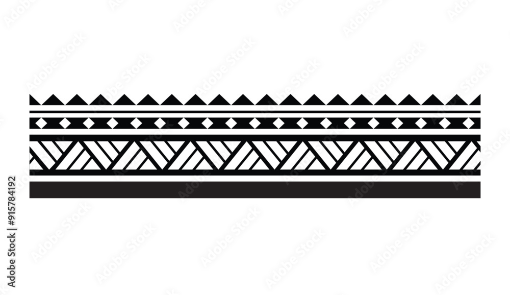 Polynesian tattoo design tribal border. Tribal design ethnic ornament maori band. Samoan Tattoo ribbon sleeve bracelet. Fabric seamless isolated hawaiian armband pattern on white background. Polynesian tattoo design tribal border. Tribal design ethnic ornament maori band. Samoan Tattoo ribbon sleeve bracelet. Fabric seamless isolated hawaiian armband pattern on white background.