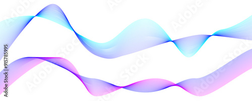 Gradient wavy structure or sound equalizer. Lines texture created by bend tool. Abstract smooth and motion isolated design. Vector illustration.