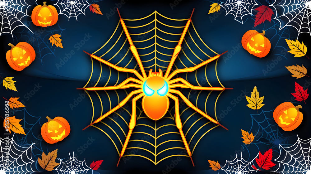 Halloween background with pumpkins and spiders Halloween background with pumpkins and spiders