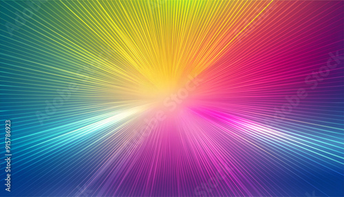 Colorful abstract rays of light radiate in a vibrant burst background