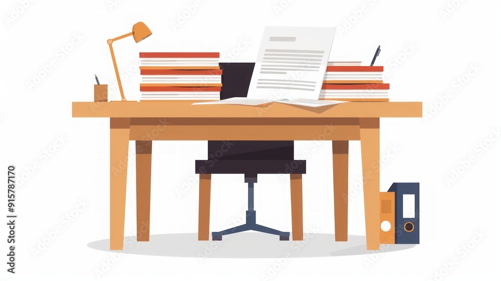 Organized Workspace with Desk Lamp and Chair Organized Workspace with Desk Lamp and Chair