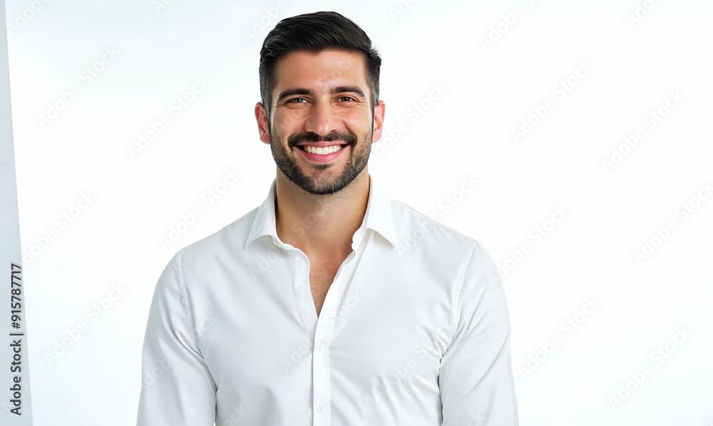 Portrait of a handsome young man smiling at camera on white background Portrait of a handsome young man smiling at camera on white background