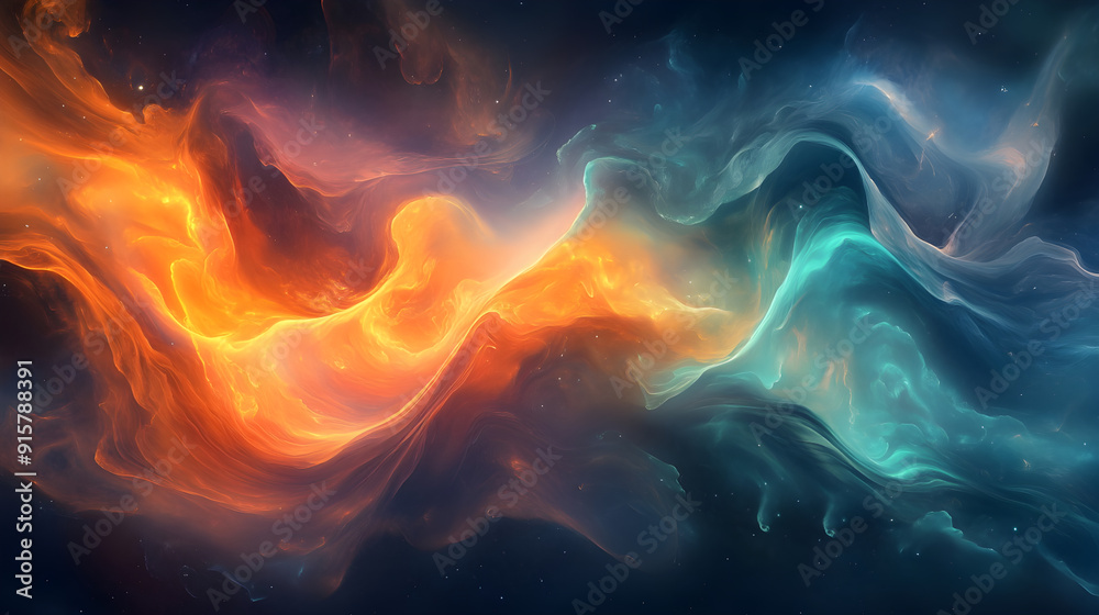 an abstract digital art piece with luminous, swirling patterns that mimic the Northern Lights. Use a blend of cool and warm tones to create a dynamic and enchanting effect an abstract digital art piece with luminous, swirling patterns that mimic the Northern Lights. Use a blend of cool and warm tones to create a dynamic and enchanting effect