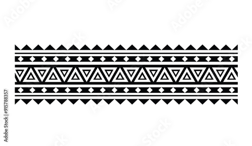 Polynesian hawaiian ethic pattern deoration.Polynesian tattoo band tribal design.