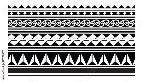 Polynesian hawaiian ethinc pattern decoration. Polynesian tattoo band tribal design.