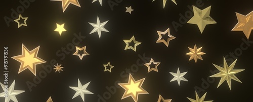 Starlit Christmas Plummet: Spectacular 3D Illustration Showcasing Descending Holiday Star Clusters