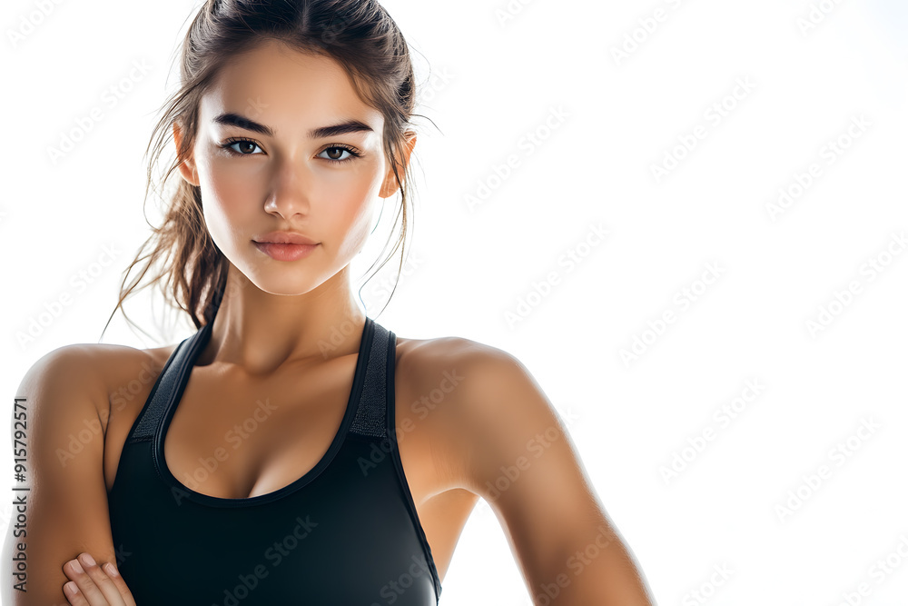 Portrait of Pretty Young Fitness Woman Posing in Sportswear, on a white background Portrait of Pretty Young Fitness Woman Posing in Sportswear, on a white background