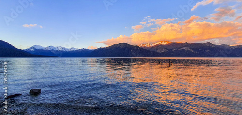 Bild auf Leinwand lake traful in Traful region close to Villa de angostura in Patagonia mountains