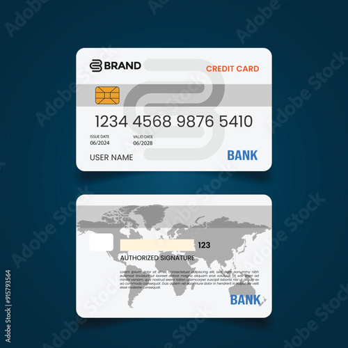 Luxury white credit card design double-side template vector