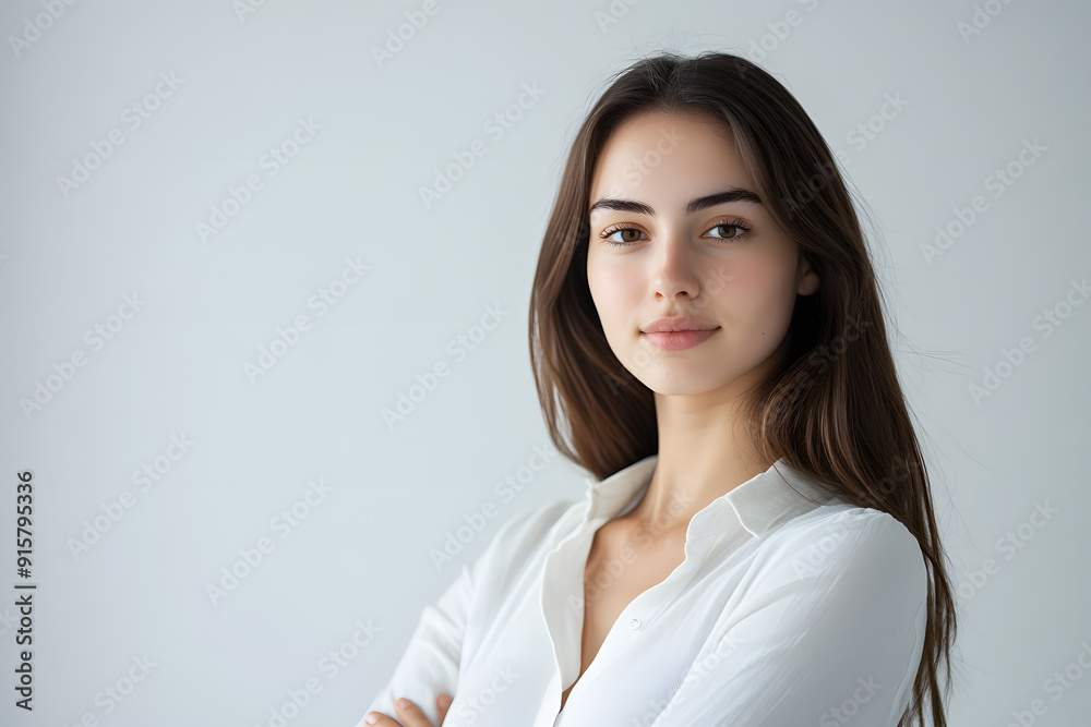 Beautiful young European woman with clean fresh skin on white background. Face care, Facial treatment concept Beautiful young European woman with clean fresh skin on white background. Face care, Facial treatment concept