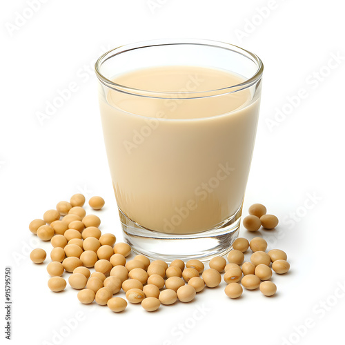 Soy milk glass isolated on a white background