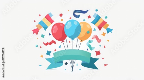 Colorful Balloons and Confetti Party Celebration Illustration