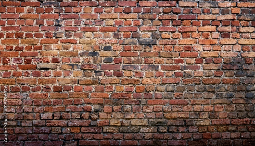 Naklejka premium Older wall background with stained worn bricks
