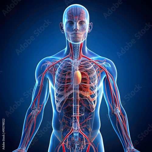 anatomical 3d illustration of the human circulator