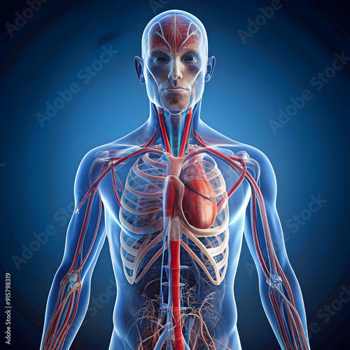 anatomical 3d illustration of the human circulator