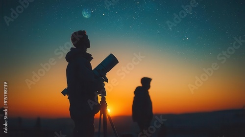 Astronomers conducting deep space cosmic observation
