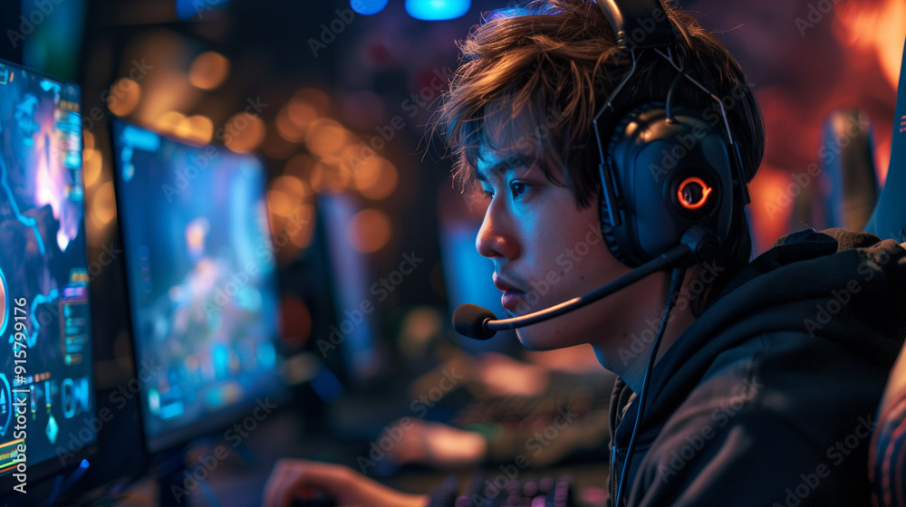 Immersed in a digital realm, this Ai-generated gamer navigates the intricate landscapes of the virtual world. Immersed in a digital realm, this Ai-generated gamer navigates the intricate landscapes of the virtual world.