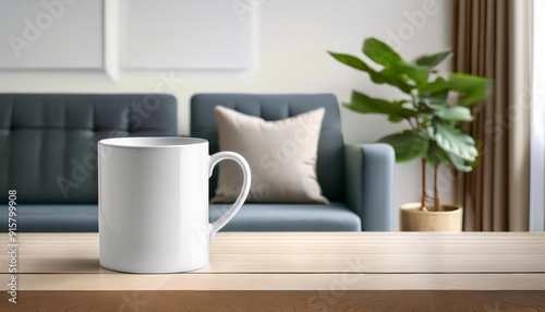 Wallpaper Mural White ceramic mug in home interior, blank cup mockup Torontodigital.ca