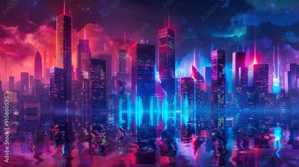 colorful futuristic city background colorful futuristic city background