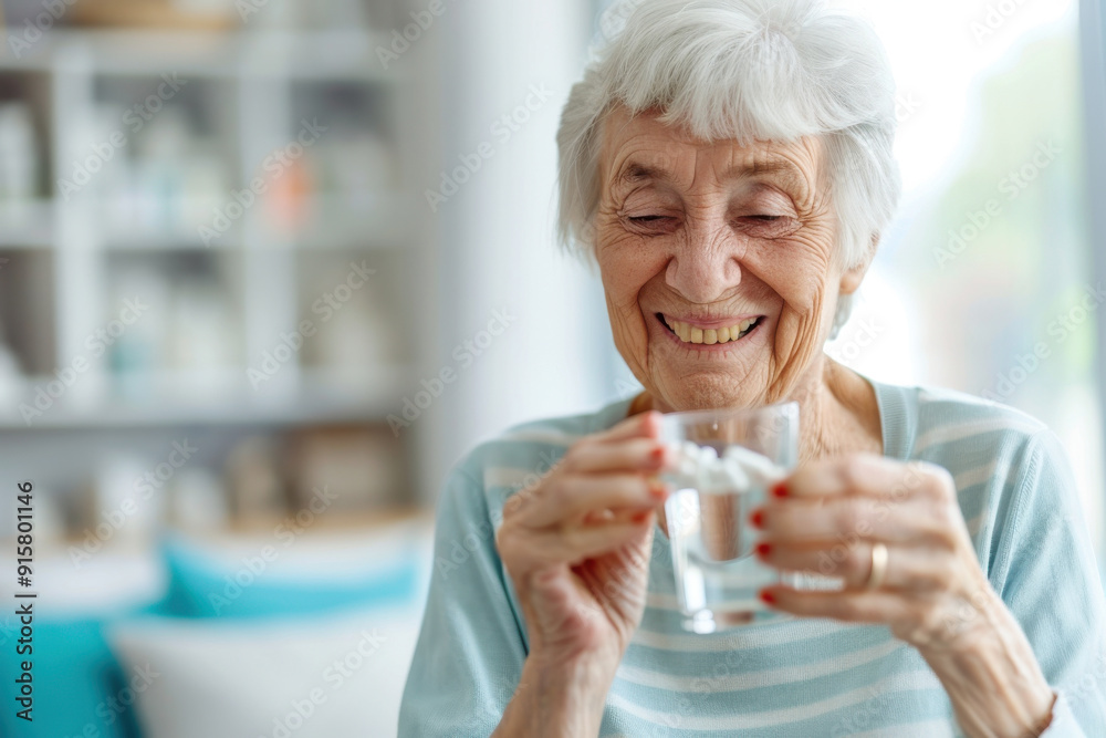 An elderly woman smiles while holding a glass of water and medication, showcasing moments of health and happiness. An elderly woman smiles while holding a glass of water and medication, showcasing moments of health and happiness.