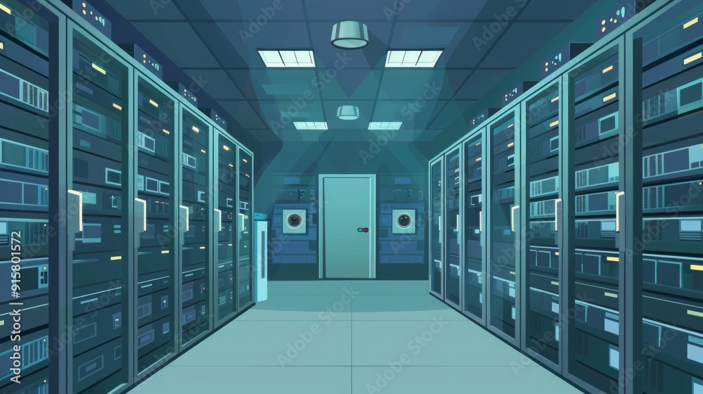 Server Room Interior: Data Center Technology & Infrastructure Stock ...