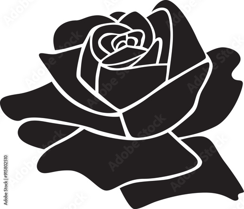 rose black silhouette vector design