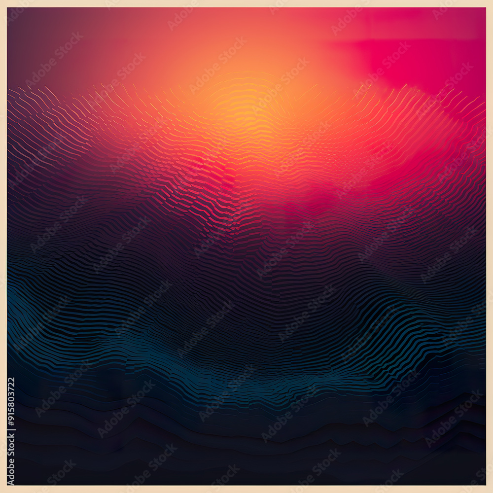 Abstract Landscape with Wavy Lines and Sunset Colors. Abstract Landscape with Wavy Lines and Sunset Colors.
