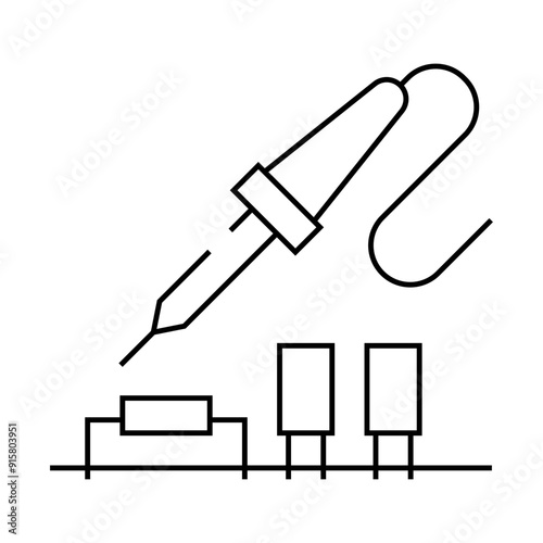 iron solder soldering line icon vector. iron solder soldering sign. isolated contour symbol black illustration