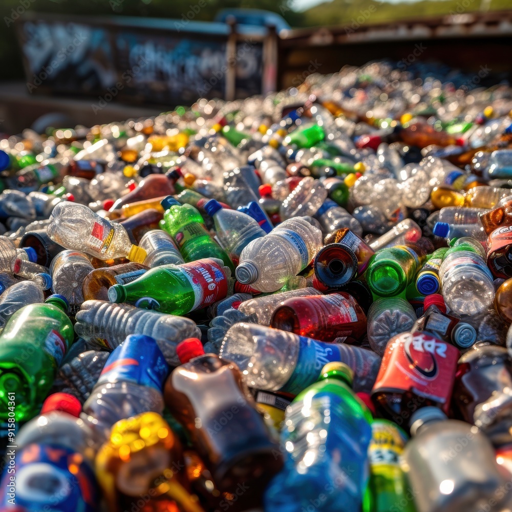 discarded plastic bottles spread across a recycling yard discarded plastic bottles spread across a recycling yard