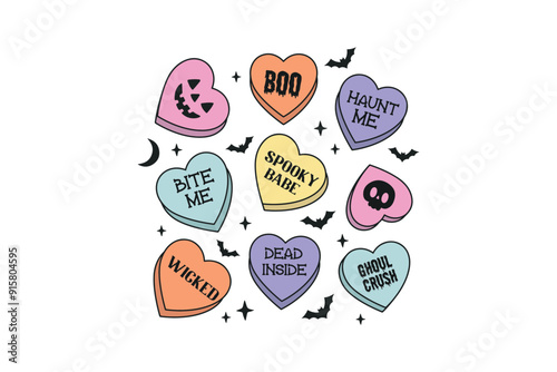 Retro Halloween Heart Sublimation T shirt Design 