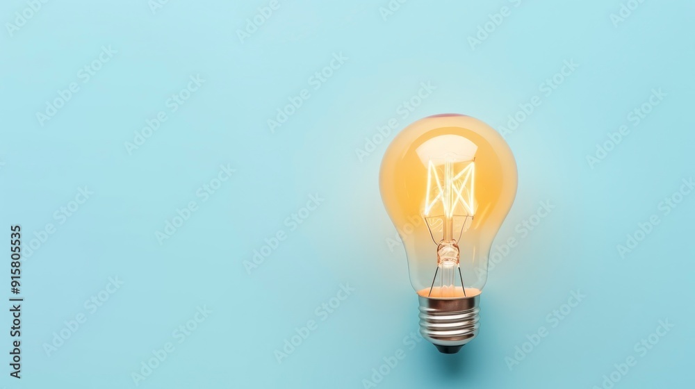Light bulb on blue background. Concept of idea, innovation and creativity. Light bulb on blue background. Concept of idea, innovation and creativity.